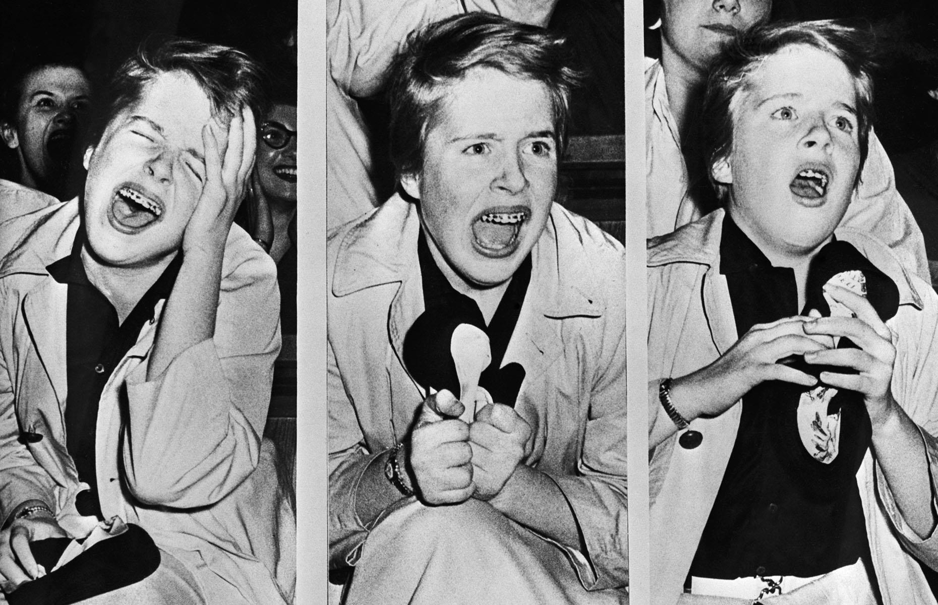 Screaming fan at an Elvis concert, 1957